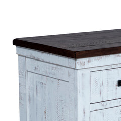 Nightstand, Solid and Engineered Wood, USB Port, Distressed White and Walnut