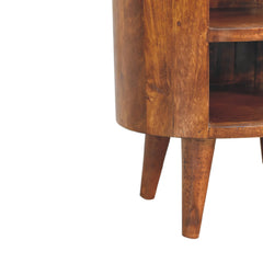 Nightstand, Solid Mango Wood, 1 Drawer, 2 Open Shelves, Brown