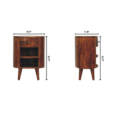 Nightstand, Solid Mango Wood, 1 Drawer, 2 Open Shelves, Brown