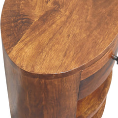 Nightstand, Solid Mango Wood, 1 Drawer, 2 Open Shelves, Brown