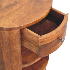 Nightstand, Solid Mango Wood, 1 Drawer, 2 Open Shelves, Brown