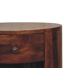 Nightstand, Solid Mango Wood, 1 Drawer, 2 Open Shelves, Brown