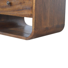 Nightstand, Solid Mango Wood, 2 Drawers, Open Shelf, Brown