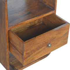 Nightstand, Solid Mango Wood, 2 Drawers, Open Shelf, Brown