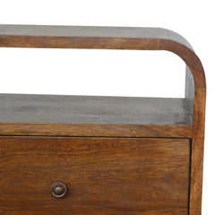 Nightstand, Solid Mango Wood, 2 Drawers, Open Shelf, Brown