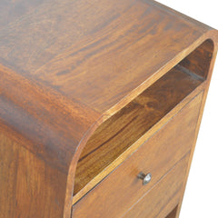 Nightstand, Solid Mango Wood, 2 Drawers, Open Shelf, Brown