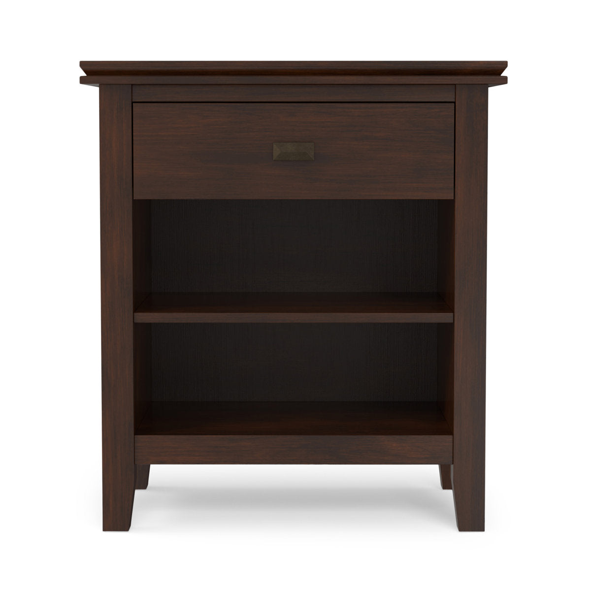 Nightstand, Solid Pine with 1 Drawer and Open Shelf, Russet Brown
