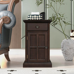 Nightstand, Solid Wood, Built-In USB Outlet, Espresso
