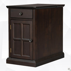 Nightstand, Solid Wood, Built-In USB Outlet, Espresso