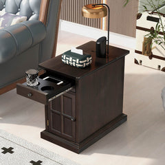 Nightstand, Solid Wood, Built-In USB Outlet, Espresso
