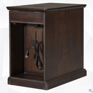 Nightstand, Solid Wood, Built-In USB Outlet, Espresso