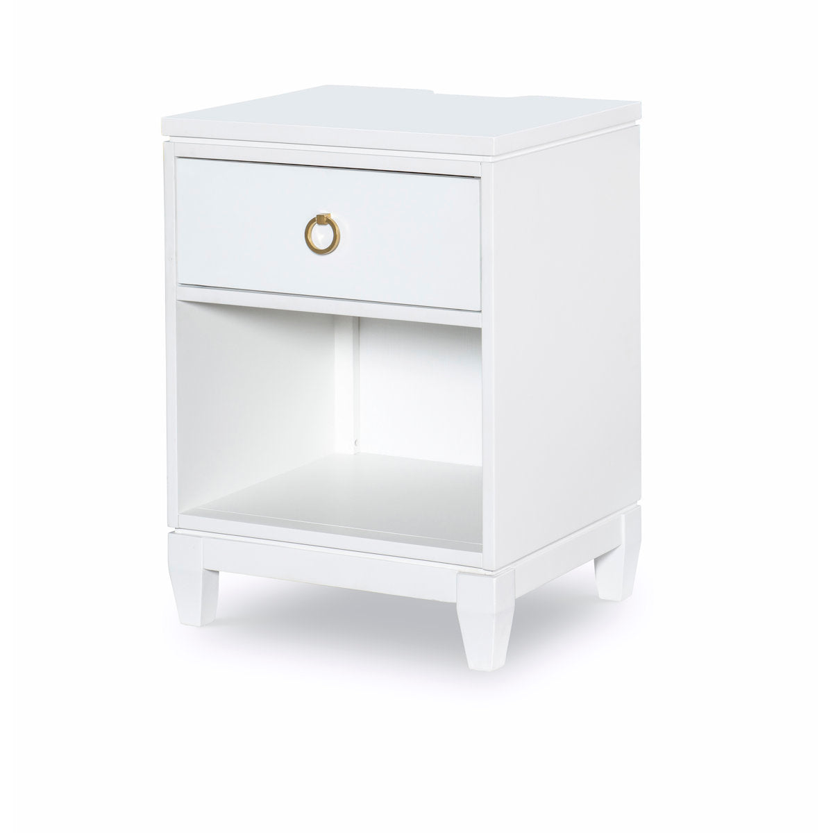 Nightstand with 1 Drawer, 1 Cubby, Solid Wood, Built-In Outlets and USB Ports