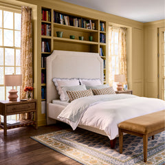 Nightstand with 1 Drawer and Leather Accents in Natural Acacia Wood
