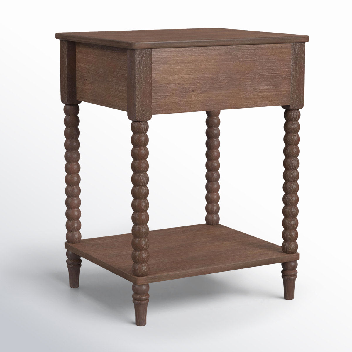 Nightstand with 1 Drawer and Open Shelf in Antique Coffee Mahogany