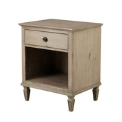 Nightstand with 1 Drawer and Open Shelf in Light Natural