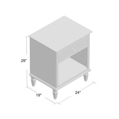Nightstand with 1 Drawer and Open Shelf in Light Natural