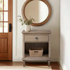 Nightstand with 1 Drawer and Open Shelf in Light Natural