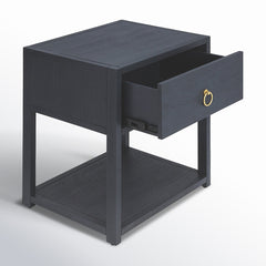 Nightstand with 1 Drawer and Open Shelf in Navy Blue
