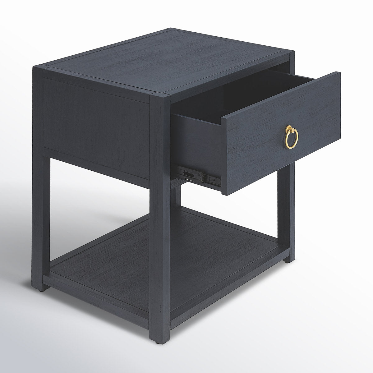 Nightstand with 1 Drawer and Open Shelf in Navy Blue