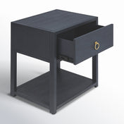 Nightstand with 1 Drawer and Open Shelf in Navy Blue