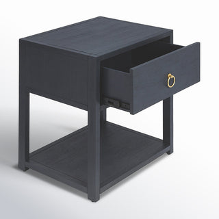 Nightstand with 1 Drawer and Open Shelf in Navy Blue