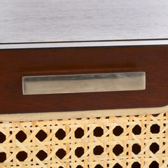 Nightstand with 1 Drawer and Open Shelf, Rubberwood, Walnut Finish