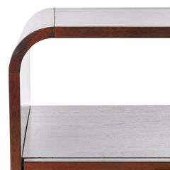 Nightstand with 1 Drawer and Open Shelf, Rubberwood, Walnut Finish