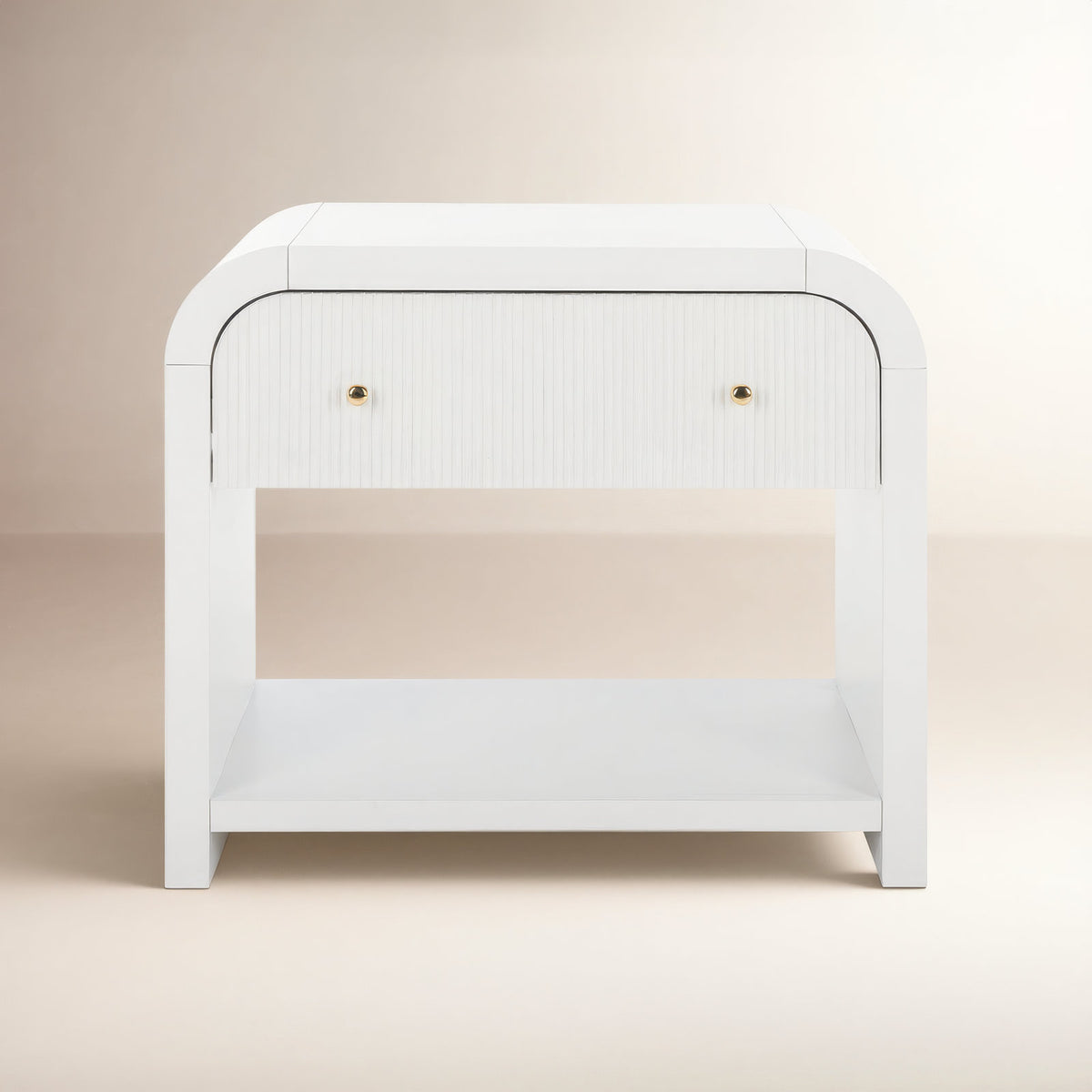 Nightstand with 1 Drawer and Open Shelf, Rubberwood, White