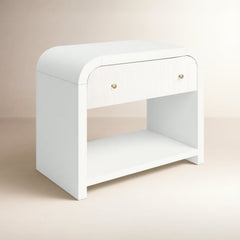 Nightstand with 1 Drawer and Open Shelf, Rubberwood, White