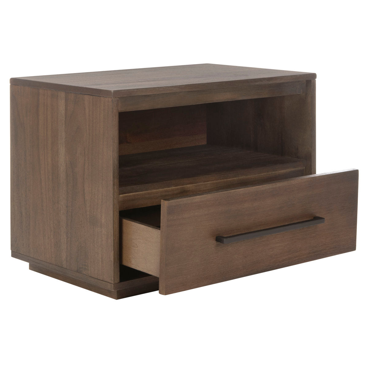 Nightstand with 1 Drawer and Shelf in Dark Chocolate Acacia
