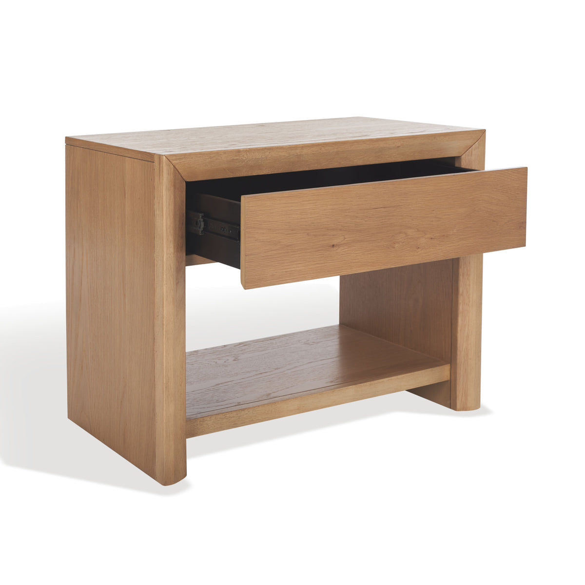 Nightstand with 1 Drawer and Shelf, Oak Veneer Finish, Natural