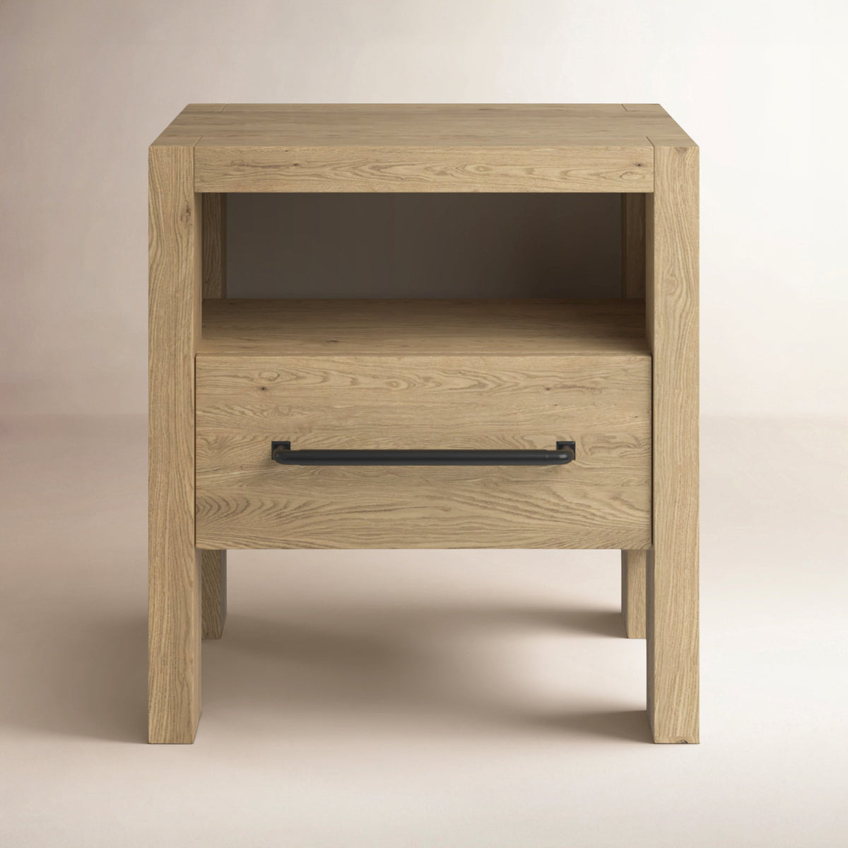 Nightstand with 1 Drawer and USB Port in Pale Oak