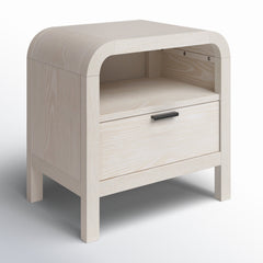 Nightstand with 1 Drawer and USB Ports, White Solid and Engineered Wood