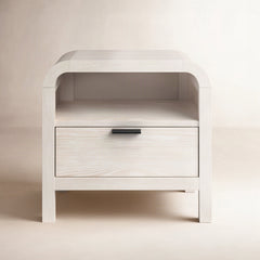 Nightstand with 1 Drawer and USB Ports, White Solid and Engineered Wood