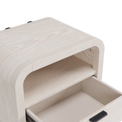 Nightstand with 1 Drawer and USB Ports, White Solid and Engineered Wood