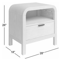 Nightstand with 1 Drawer and USB Ports, White Solid and Engineered Wood
