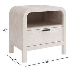 Nightstand with 1 Drawer and USB Ports, White Solid and Engineered Wood