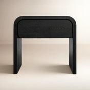 Nightstand with 1 Drawer in Solid and Engineered Wood, Jet Black