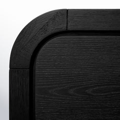Nightstand with 1 Drawer in Solid and Engineered Wood, Jet Black