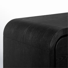 Nightstand with 1 Drawer in Solid and Engineered Wood, Jet Black