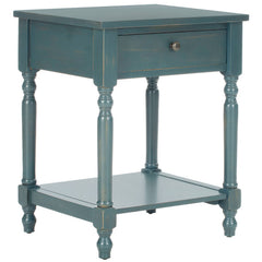 Nightstand with 1 Drawer, Open Shelf and Turned Spindle Legs, 20 In W