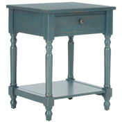 Nightstand with 1 Drawer, Open Shelf and Turned Spindle Legs, 20 In W