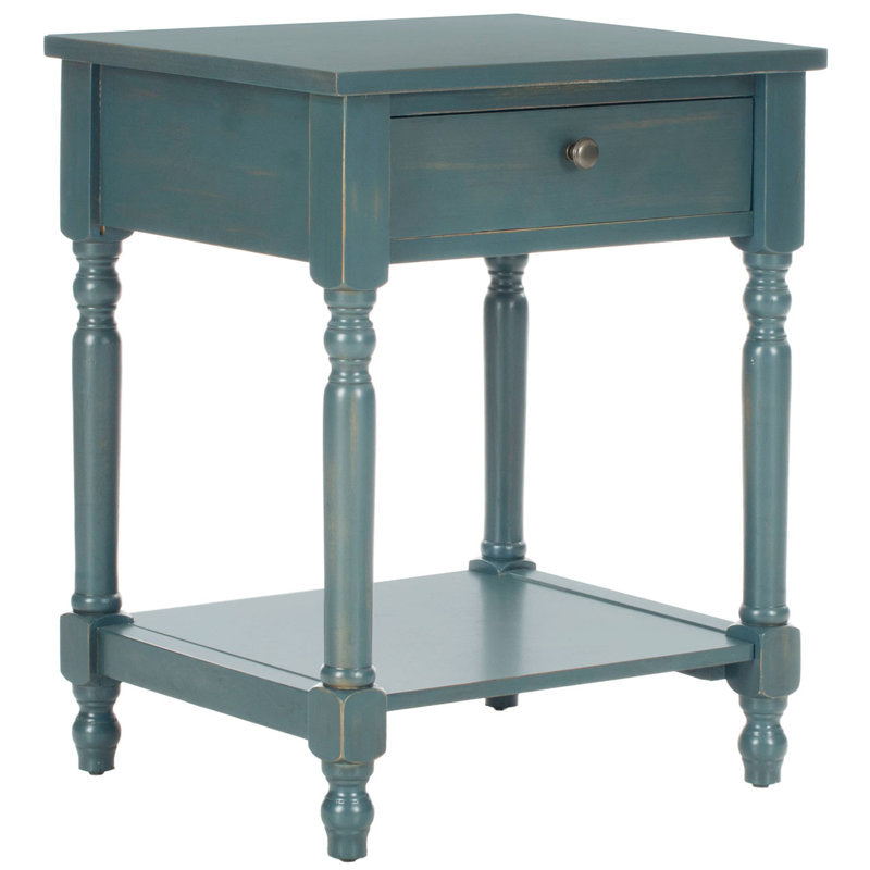 Nightstand with 1 Drawer, Open Shelf and Turned Spindle Legs, 20 In W