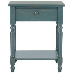 Nightstand with 1 Drawer, Open Shelf and Turned Spindle Legs, 20 In W