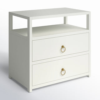Nightstand with 2 Drawers and Open Shelf in White