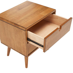 Nightstand with 2 Drawers and Splayed Legs in Oak