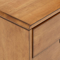Nightstand with 2 Drawers and Splayed Legs in Oak