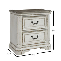 Nightstand with 2 Drawers in Antique White