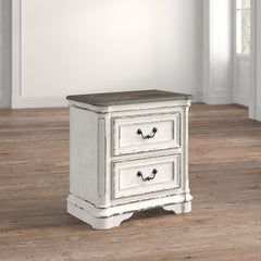 Nightstand with 2 Drawers in Antique White