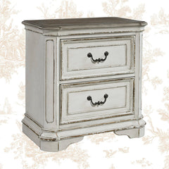 Nightstand with 2 Drawers in Antique White